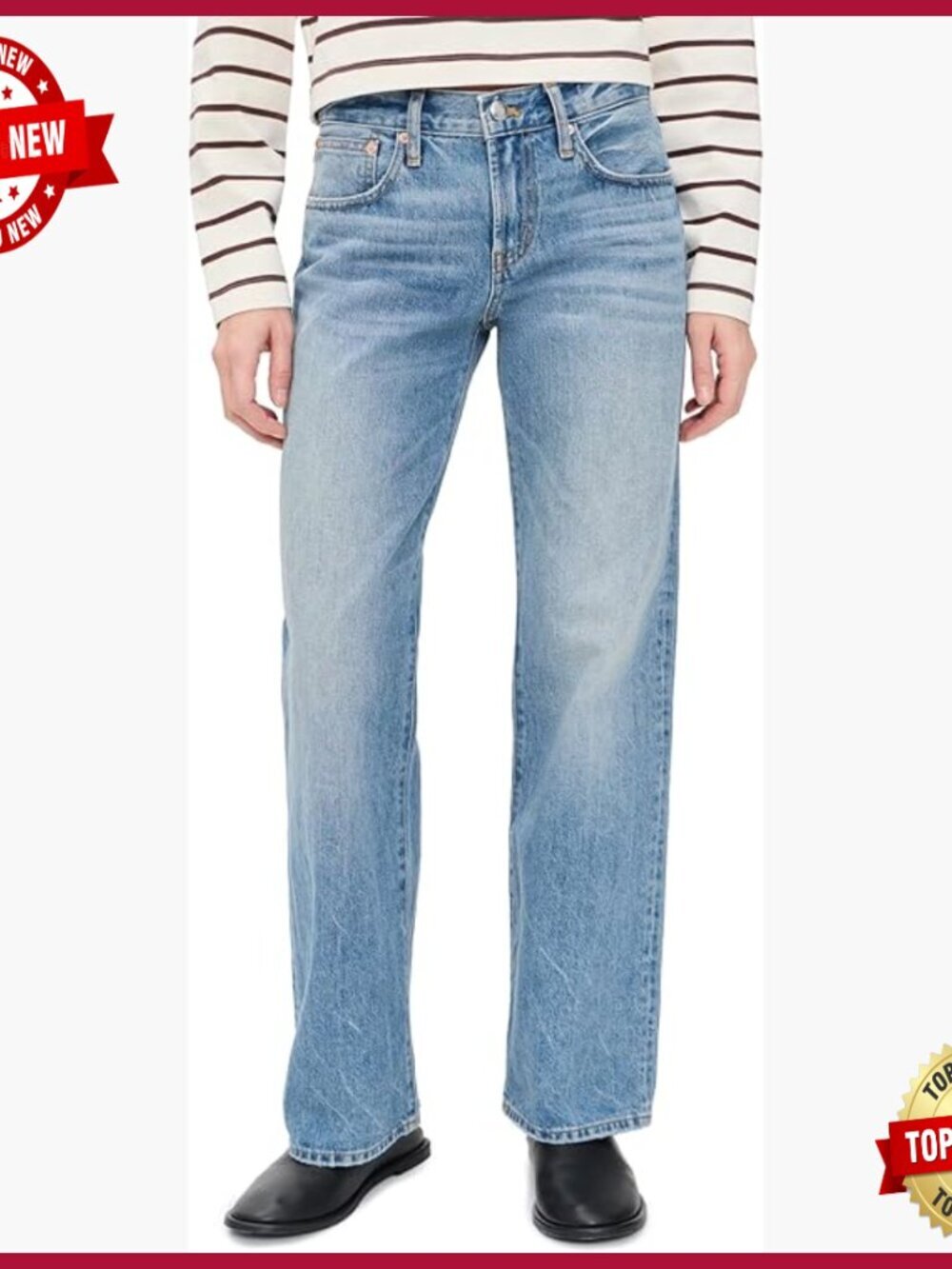 Low-Rise Loose Fit Jeans, Mid-Weight Denim, 5-Pocket Style